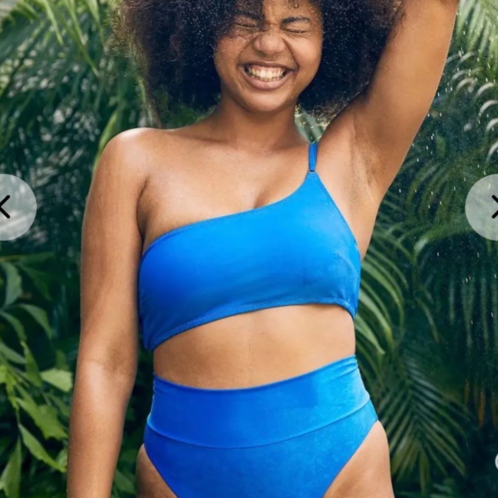 Aerie Blue Asymmetrical Strap Bikini Top